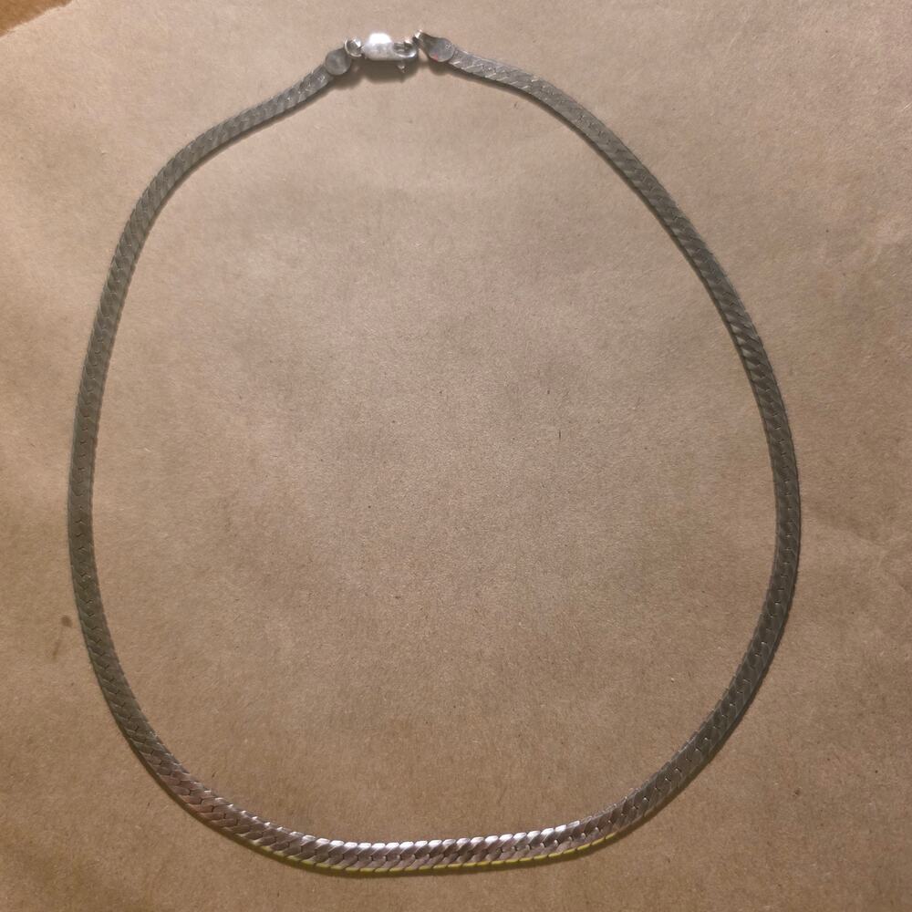 925 Sterling Silver Herringbone Necklace 19" 6.35mm Wide 17g Canada